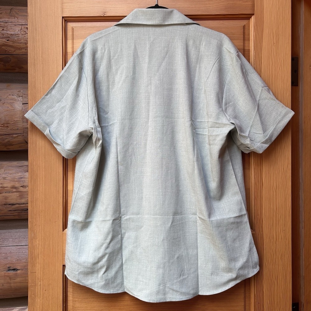 NEW Coofandy Mens Linen Rayon Shirt Short Sleeve Collar Summer Beach Size Large - Picture 3 of 10